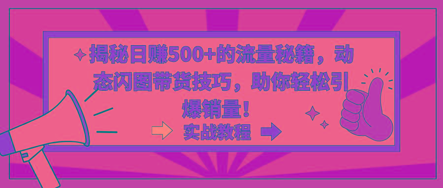 揭秘日赚500+的流量秘籍，动态闪图带货技巧，助你轻松引爆销量！-179创客网
