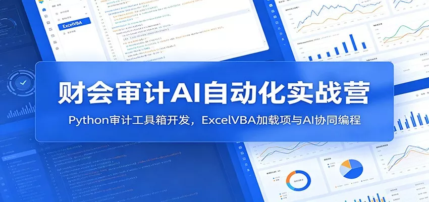 财会审计AI自动化实战营：Python审计工具箱开发，ExcelVBA加载项与AI协同编程-179创客网
