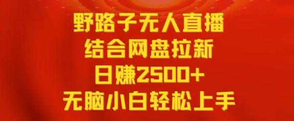 野路子无人直播结合网盘拉新，日赚2500+，小白无脑轻松上手【揭秘】-179创客网